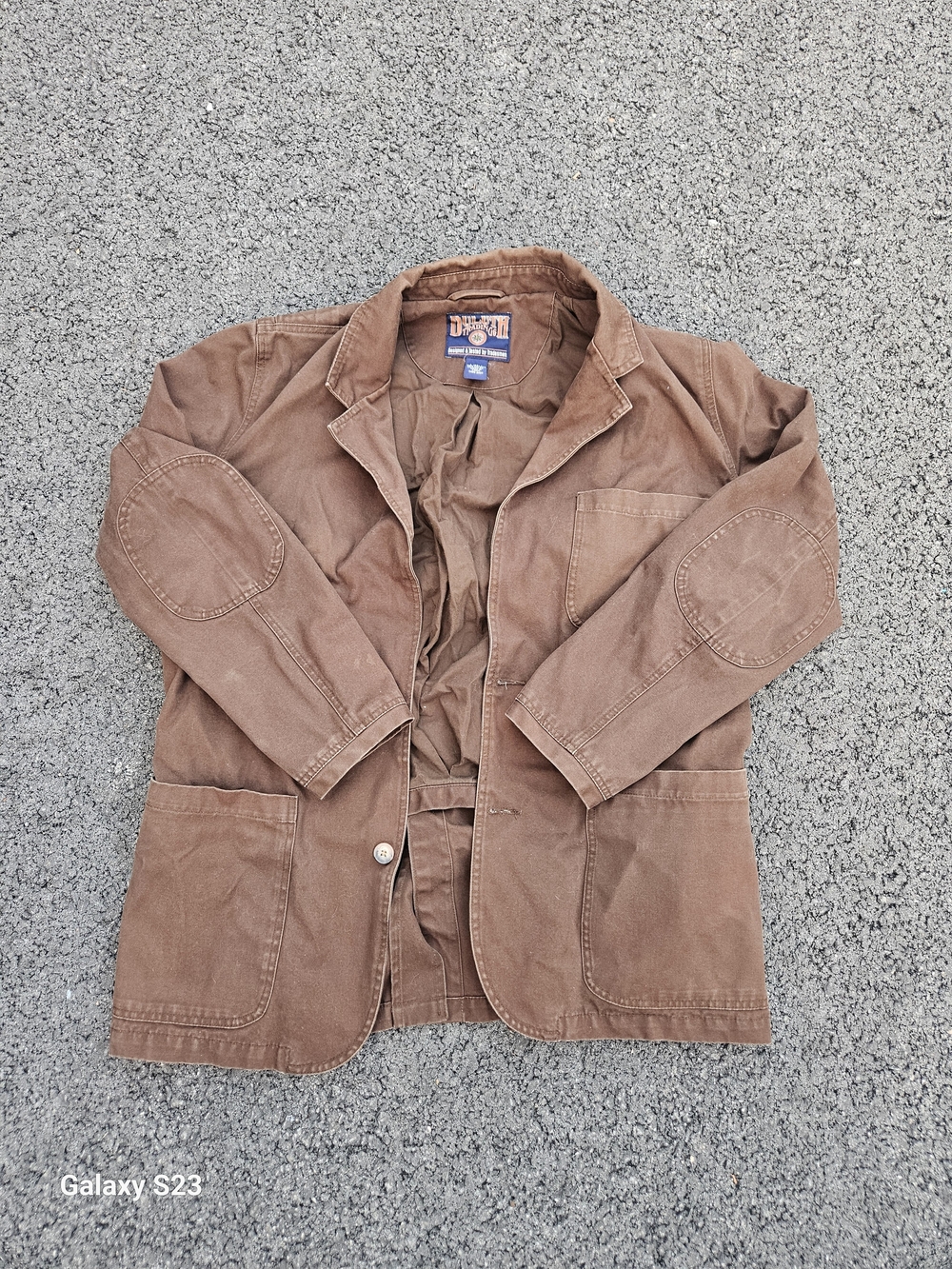 Duluth Trading Co Brown Canvas Chore Blazer Jacket Men's L Tall Utility Workwear